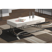 Coaster Furniture 723138 2-drawer Rectangular Coffee Table Glossy White and Chrome